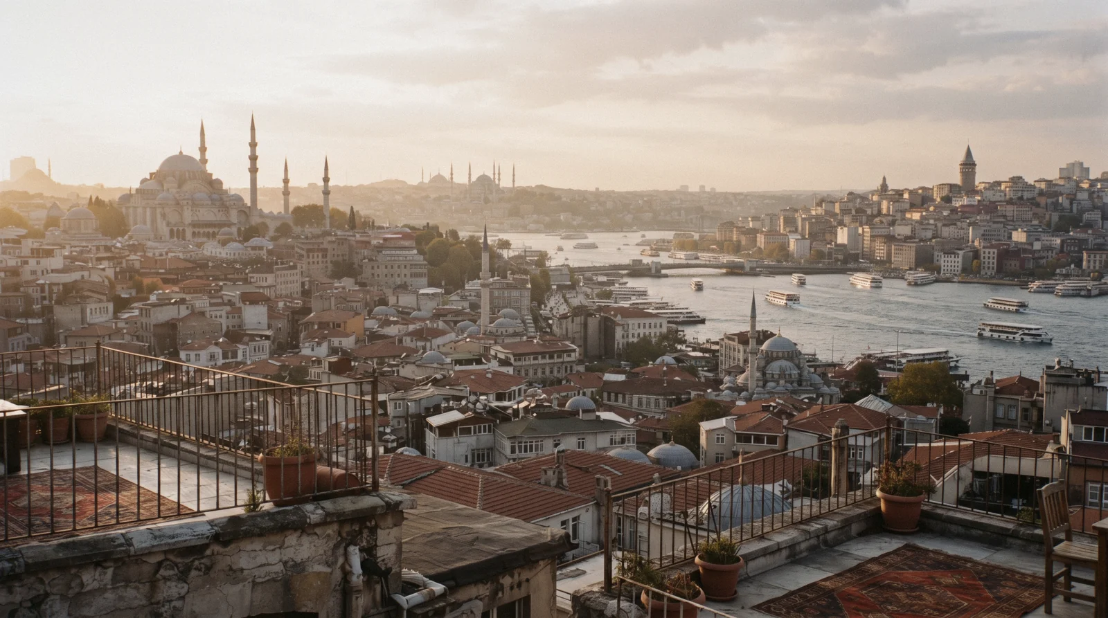 Rooftops of the old city and the Golden Horn seen across Istanbul, Türkiye