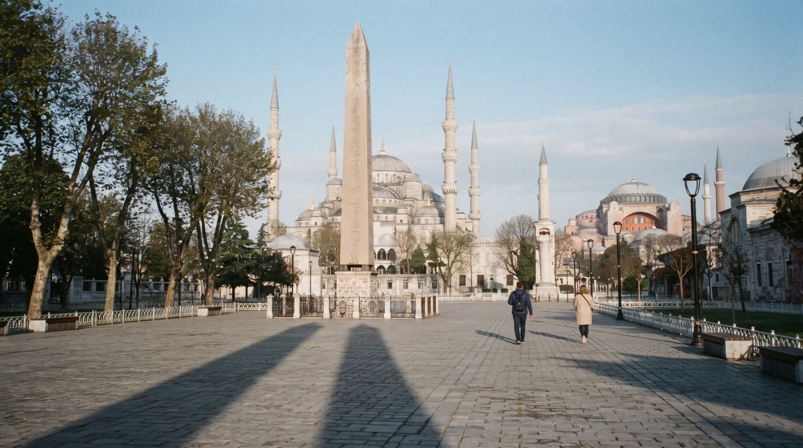 The Hippodrome square between the Blue Mosque and the Hagia Sophia in Sultanahmet, Istanbul, Türkiye